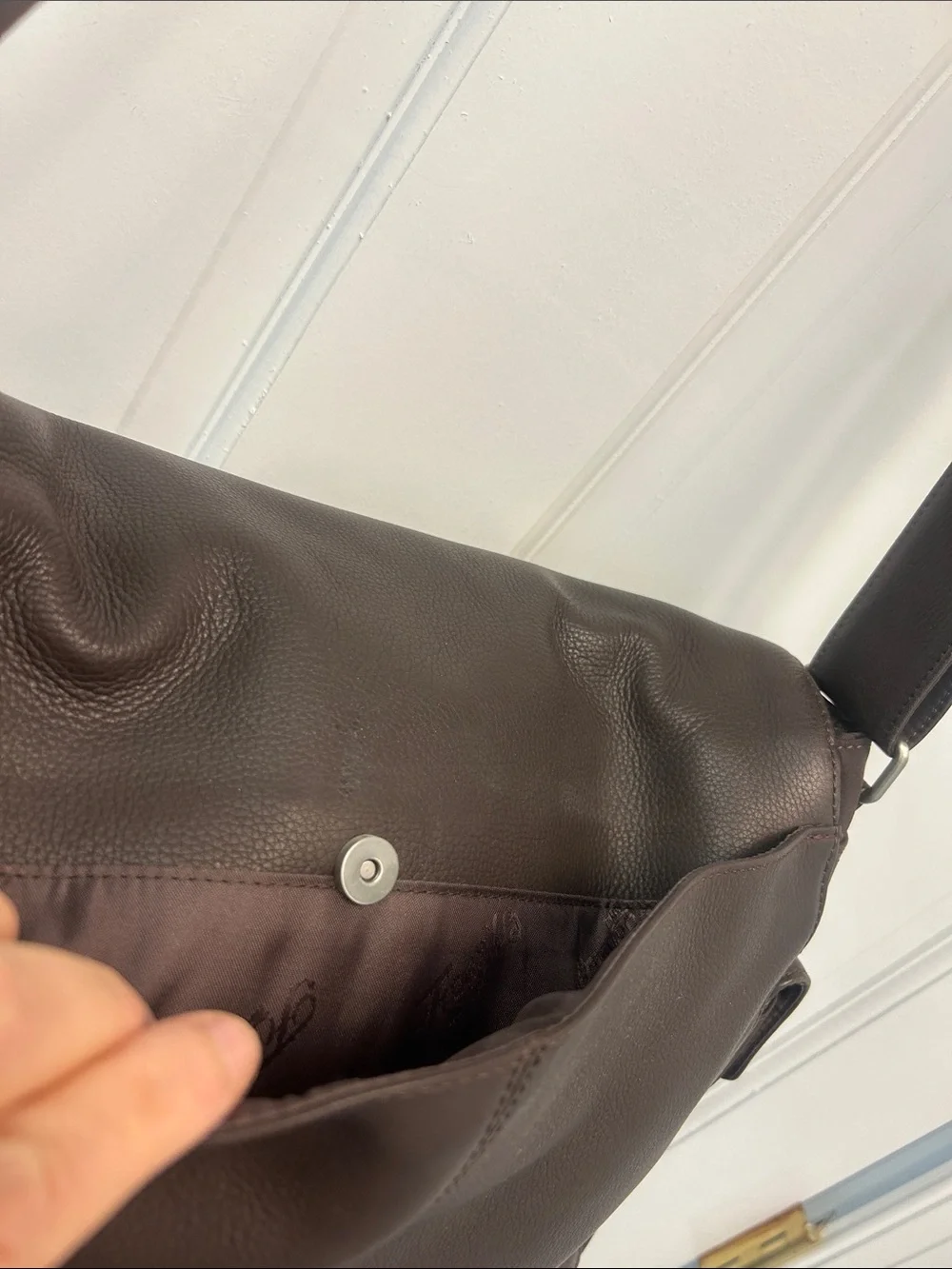 Fossil Pebbled Leather and Nylon ZB8843 Unisex Brown Messenger Bag/Work Satchel